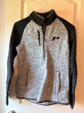Purdue Black and Gray Quarter-Zip Pullover Sweater